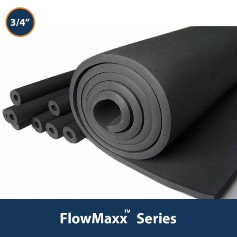High Temperature Solar Pipe Insulation 3/4" ID with 3/4" Wall Thickness